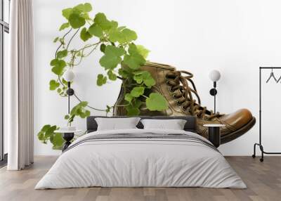 pair of boots with flower Wall mural