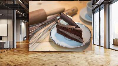 Chocolate cake slice Wall mural