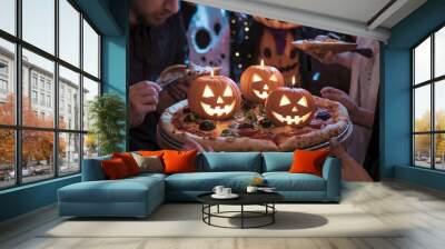 halloween pumpkin pizza Wall mural