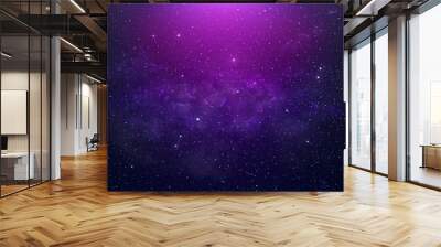 abstract starry Space purple with shining star dust and nebula. Realistic galaxy with milky way and planet background Wall mural