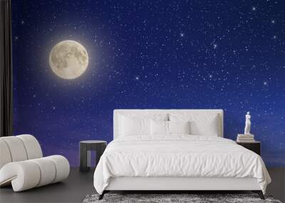 beaufiful full moon with starry night sky in purple and blue shade , element moon from nasa Wall mural