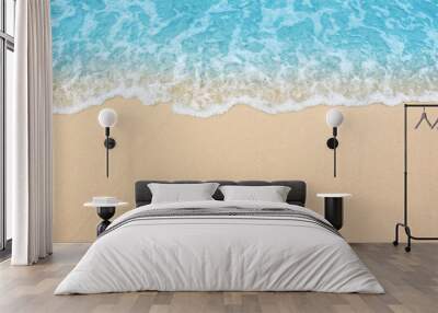 beautiful sandy beach and soft blue ocean wave Wall mural