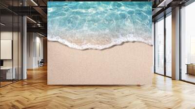 Soft blue ocean wave on clean sandy beach Wall mural