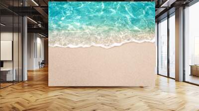 Soft blue ocean wave or clear sea on clean sandy beach summer concept Wall mural