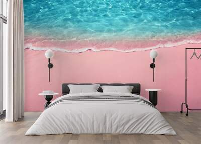 tropical pink sandy beach and clear turquoise water Wall mural