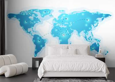 vector of world map on dark blue , network concept Wall mural