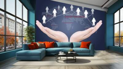 Hand holding people Social Network. Wall mural