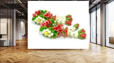 Two of Thai Jasmine garland on white background, Thai Tradition Style, Isolated. Wall mural