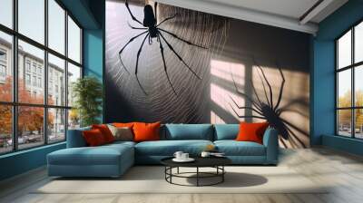 a spider has spun a web in the room. Wall mural