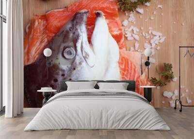 raw fresh of salmon Wall mural