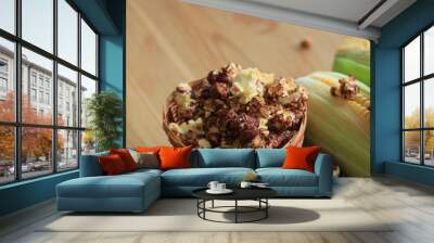 tasty popcorn and fresh corn Wall mural