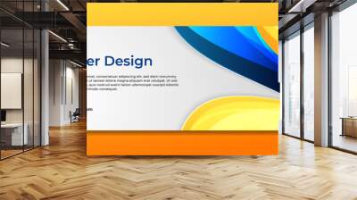 Abstract geometric gradient blue and orange banner background Wall mural