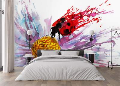 ladybug on flower Wall mural