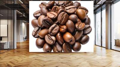 Close-Up of Roasted Coffee Beans on Transparent Background Wall mural