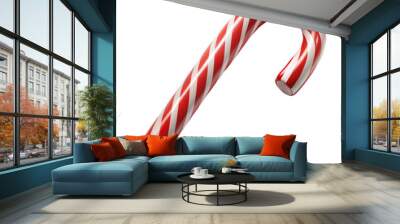 Red And White Candy Cane Isolated On Transparent Background Wall mural