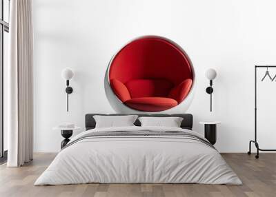 White And Red Egg Chair With Swivel Base Wall mural