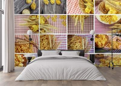 Italian Macaroni Pasta Uncooked Collage Wall mural