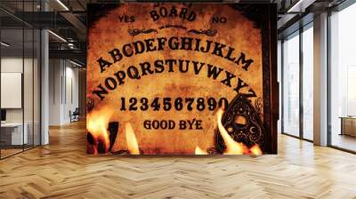 Witchcraft Spiritual Game Ouija Board and Fire Wall mural