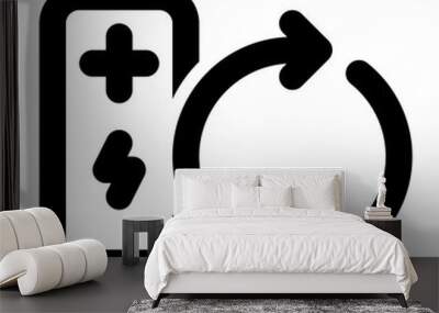 rechargeable battery, battery charge, battery, recycle, rechargeable, electric battery, cycle life outline icon Wall mural