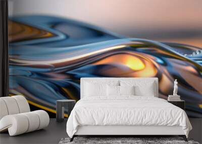 Abstract Liquid Metal Waves in Vibrant Hues Background Wall mural