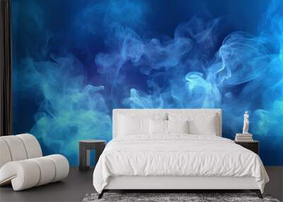 Blue and white cloud of smoke on a dark blue background. High quality photo Wall mural