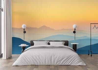 Sunset landscape with mountains and sky Generative AI Wall mural