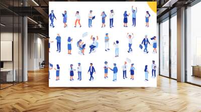  Isomeric office people vector set. Office life. Flat vector characters isolated on white background. Wall mural