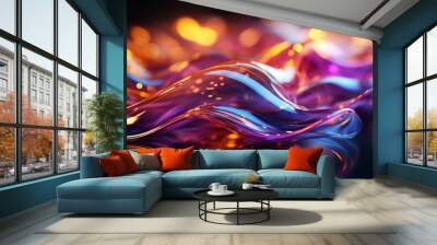 3d Abstract silicone fluid waves background Wall mural