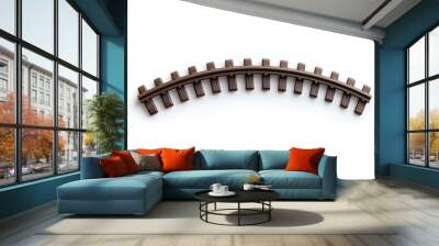 3d Railway rails top view isolated on white background Wall mural