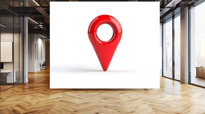 3d red pin point map address location sign isolated on white	 Wall mural