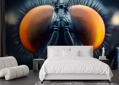 A closeup macro shot of a fly head Wall mural