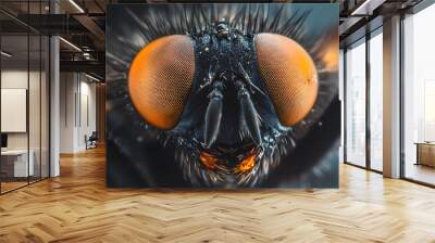 A closeup macro shot of a fly head Wall mural