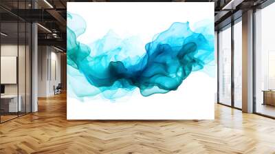 Abstract watercolor Paint Fluid Liquid yellow and blue  isolated on white background. Color art painting illustration texture - watercolor swirl waves splashes Wall mural