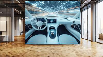 Advanced futuristic driving experience in modern vehicle Wall mural