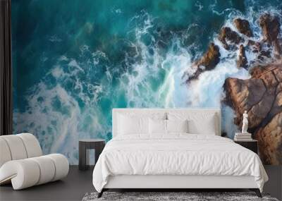 Aerial view of ocean waves Wall mural