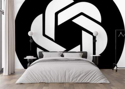 AI, chat gpt black icon. Artificial intelligence symbol Wall mural