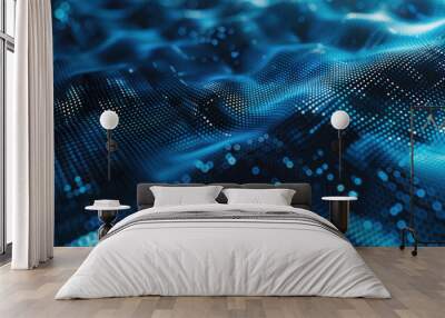 An abstract digital wave pattern suggestive of data flow and digital streams Wall mural