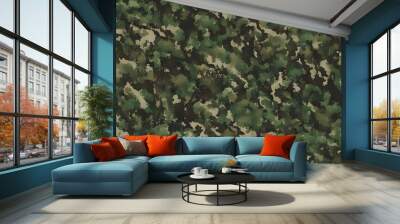 
army camouflage background, forest design, hunting textile pattern Wall mural