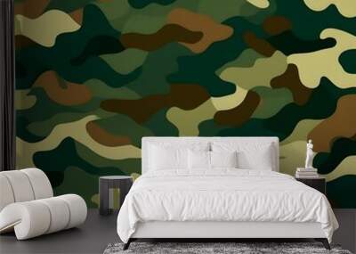 Army camouflage pattern green texture military background, forest print Wall mural