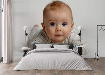 Baby crawling, looking at camera isolated on white background  Wall mural