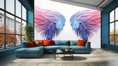 Beautiful magic watercolor angel wings isolated on white background Wall mural