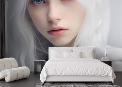 Beautiful young blond woman with long hair portrait Wall mural