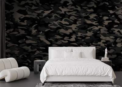 
Black camouflage background, army texture, fashion pattern Wall mural