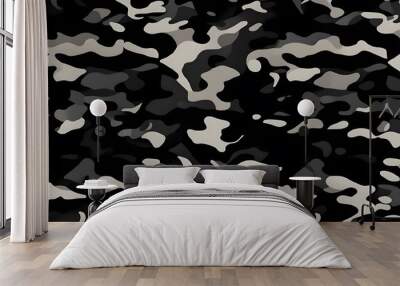 
black camouflage background dark vector pattern Wall mural