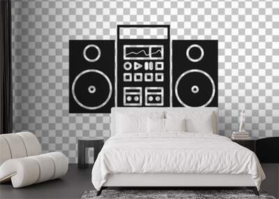 Black Home stereo with two speakers icon isolated on transparent background. Music system. Vector Illustration Wall mural