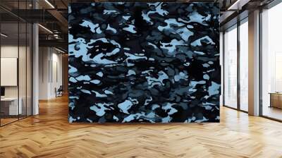 
blue camouflage military background, modern texture on textile Wall mural