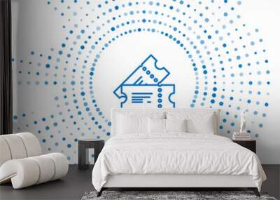 blue line cinema ticket icon isolated on white background. abstract circle random dots. vector illus Wall mural