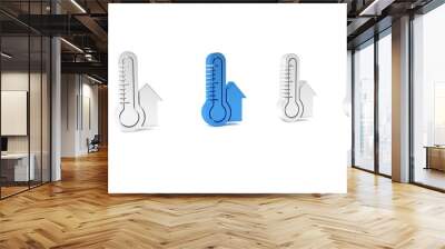 Blue Meteorology thermometer measuring icon isolated on white background. Thermometer equipment showing hot or cold weather. Minimalism concept. 3D render illustration Wall mural