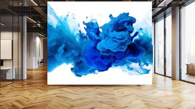 Blue powder explosion isolated on transparent background Wall mural