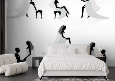 Bride and a groom. Wall mural